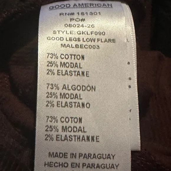 NWT Good American Good Legs Low Flare Jeans in Malbec003