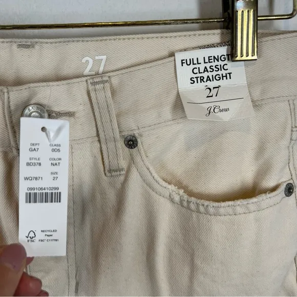 NWT J. Crew 90’s Full Length Classic Straight Jeans