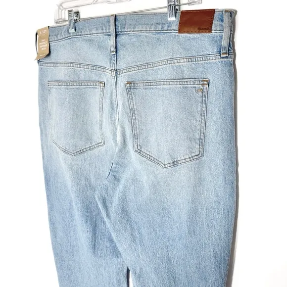 NWT Madewell High Rise Light Wash Ankle Cropped Straight Leg Jeans 33 Tall Long