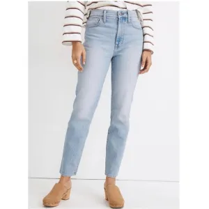 NWT Madewell High Rise Light Wash Ankle Cropped Straight Leg Jeans 33 Tall Long