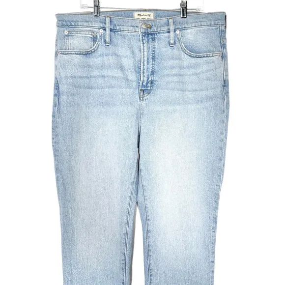 NWT Madewell High Rise Light Wash Ankle Cropped Straight Leg Jeans 33 Tall Long