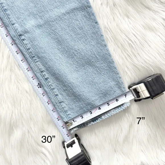 NWT Madewell High Rise Light Wash Ankle Cropped Straight Leg Jeans 33 Tall Long