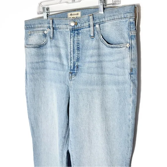 NWT Madewell High Rise Light Wash Ankle Cropped Straight Leg Jeans 33 Tall Long