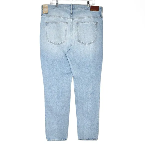 NWT Madewell High Rise Light Wash Ankle Cropped Straight Leg Jeans 33 Tall Long