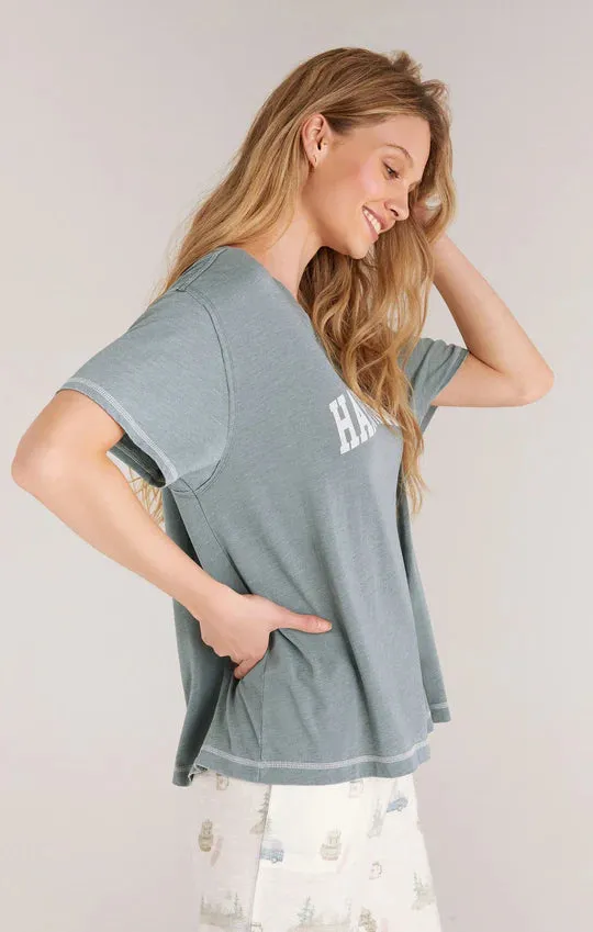 Old school camper tee in sage ash
