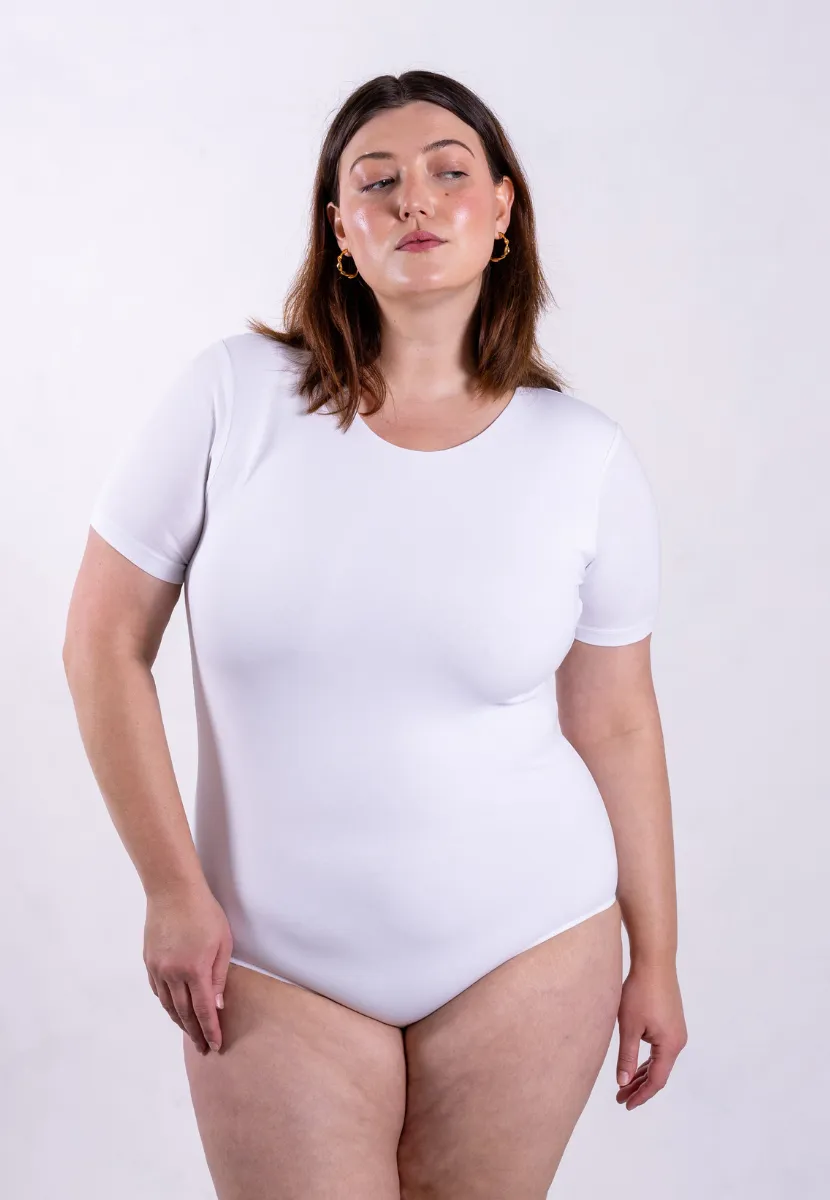 Organic Cotton Crew Bodysuit, White