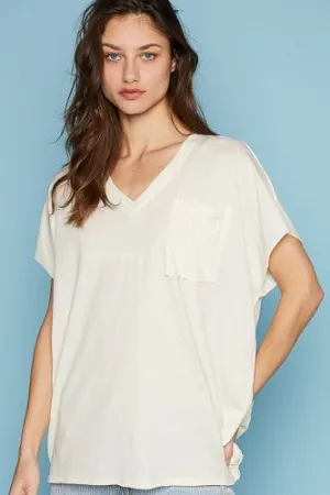 Oversize V Neck Pocket Front Tee