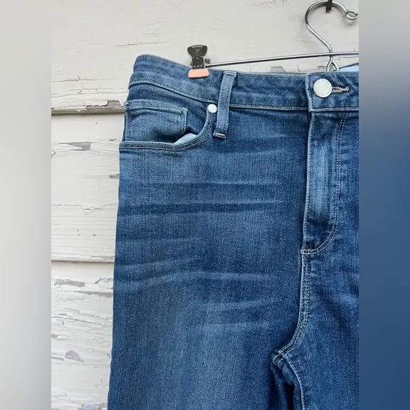 Paige Hoxton Straight Ankle Norfolk Frayed Hem BoHo High Rise Jeans 30