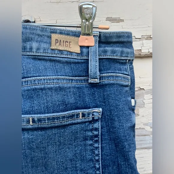 Paige Hoxton Straight Ankle Norfolk Frayed Hem BoHo High Rise Jeans 30