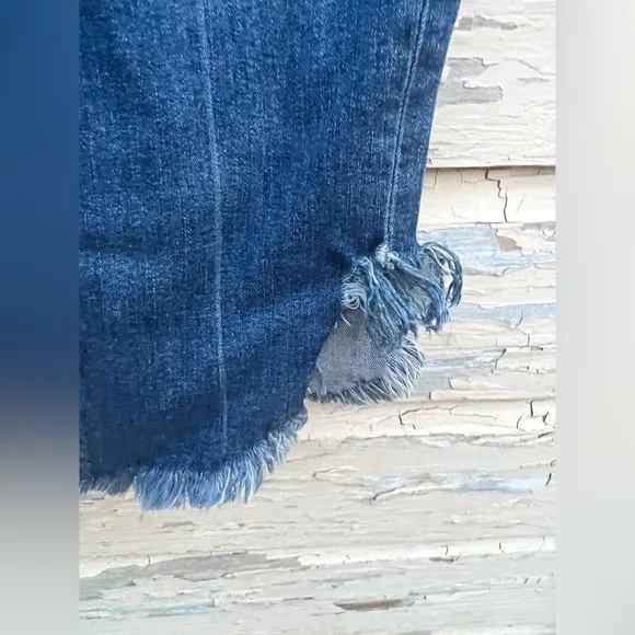 Paige Hoxton Straight Ankle Norfolk Frayed Hem BoHo High Rise Jeans 30