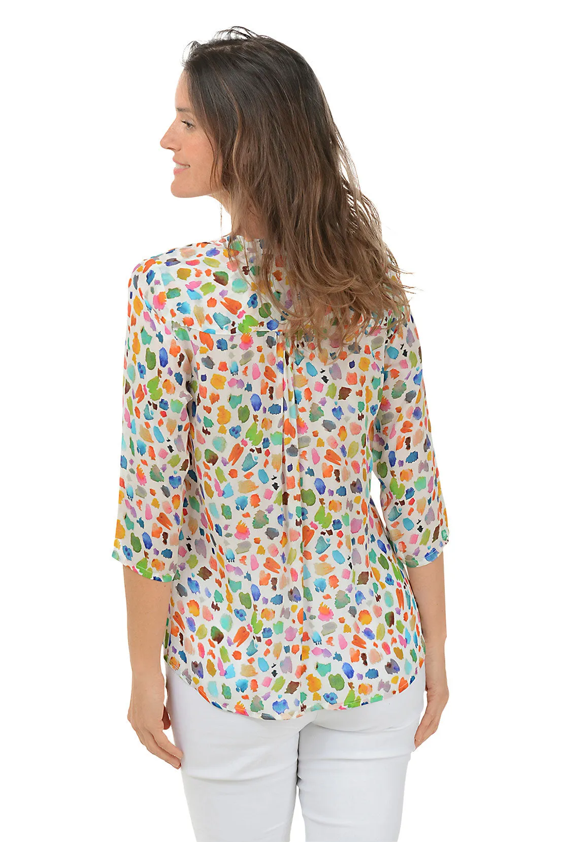 Paint Swatches Tasseled V-Neck Blouse