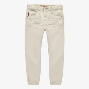 Pantalon coupe ajustée en twill très extensible crème, enfant || Cream slim fit pants in stretch twill, child