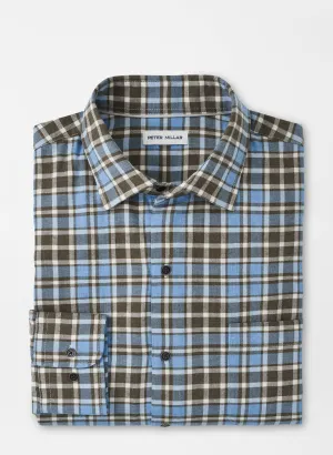 Peter Millar Mens Classic Fit Whistler Cotton Sport Shirt - COTTAGE BLUE