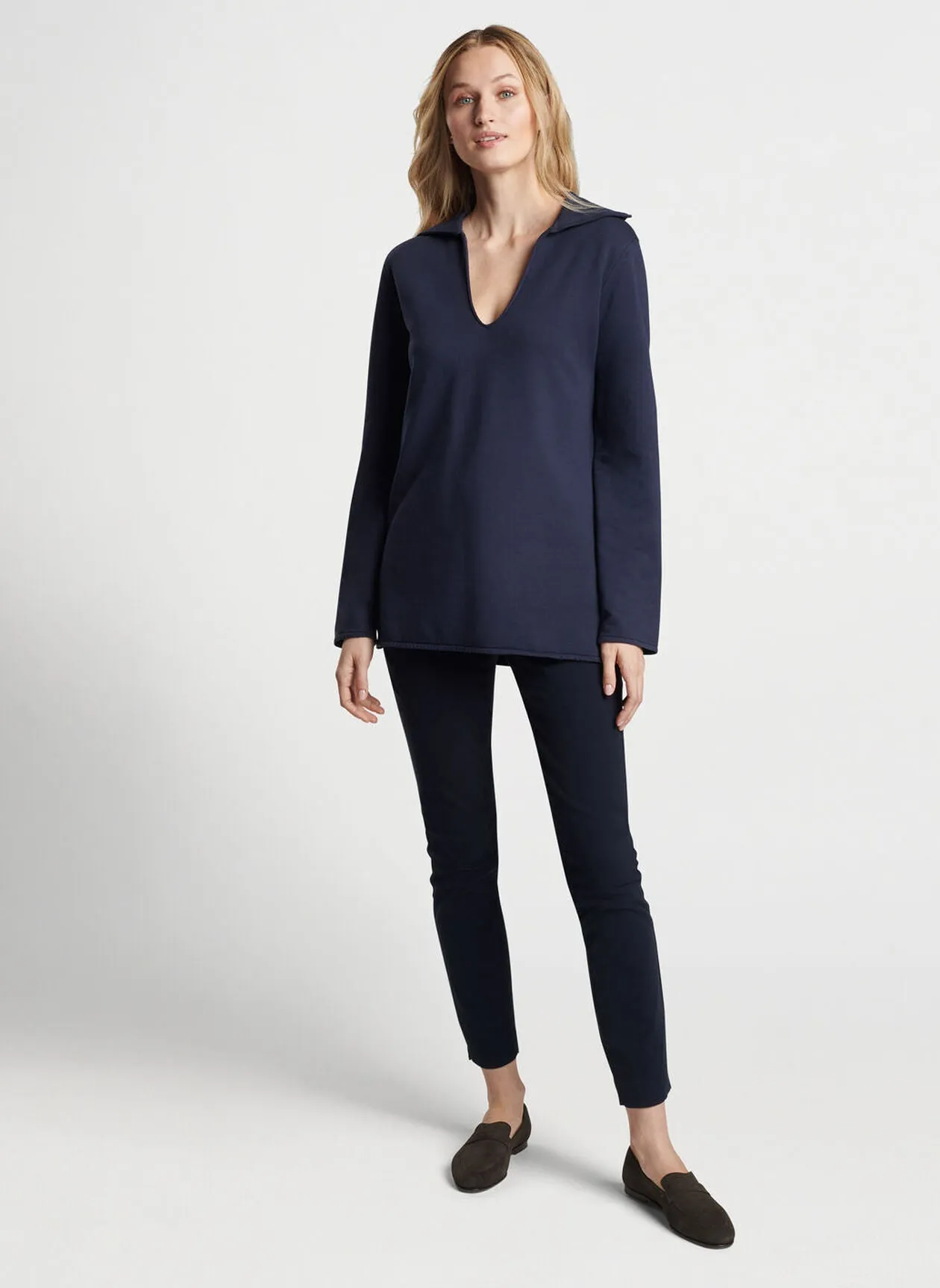 Peter Millar Womens Lava Wash Collared Popover - NAVY