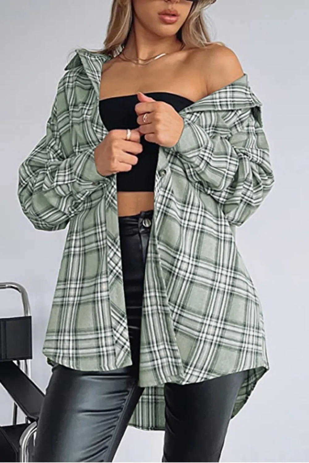 Plaid Collared Neck Long Sleeve Shirt (5 Colors)