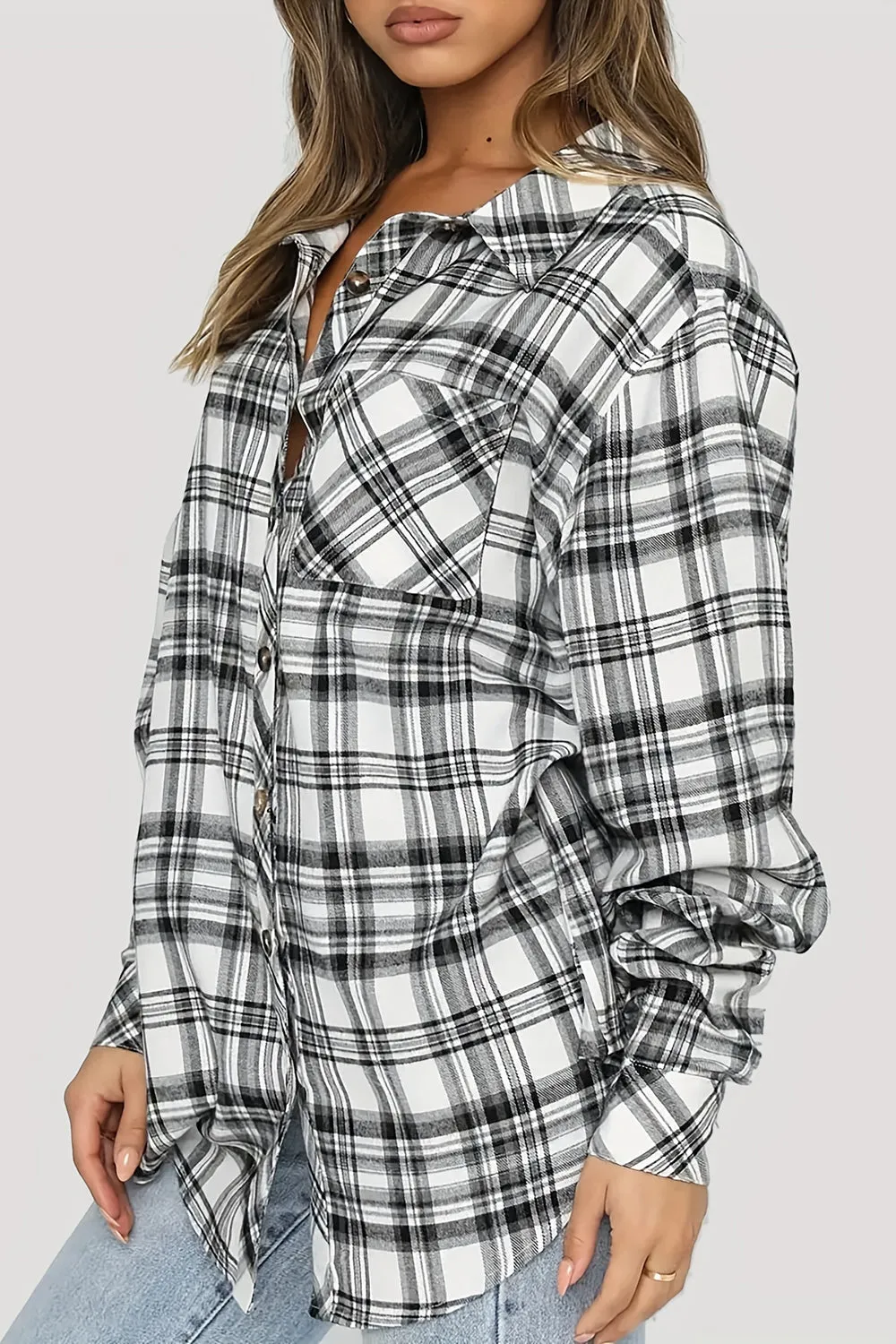 Plaid Collared Neck Long Sleeve Shirt (5 Colors)