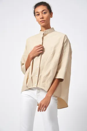 Pleat Hem Kimono - Khaki Broadcloth