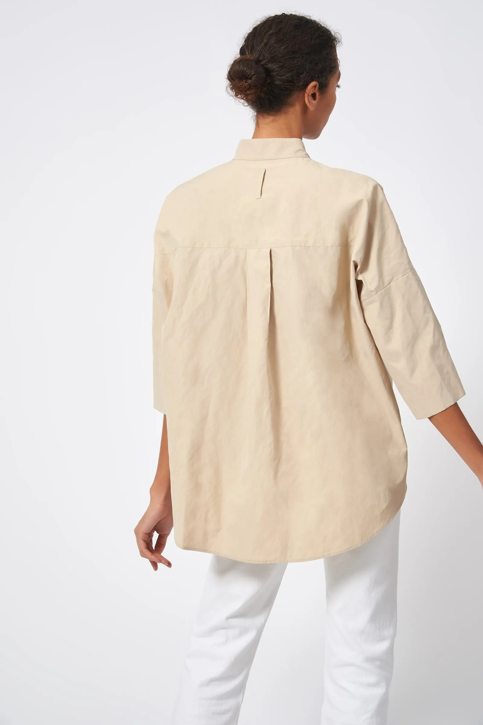 Pleat Hem Kimono - Khaki Broadcloth
