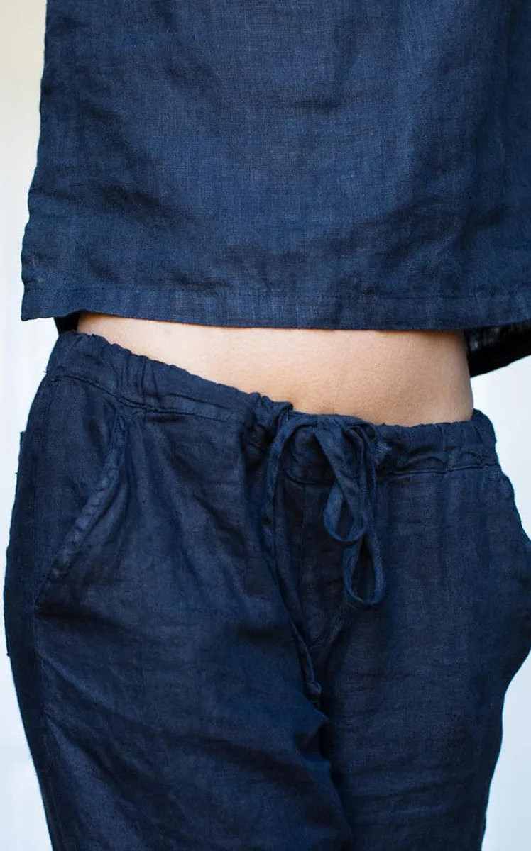 Potters Pant in Noir Handkerchief Linen