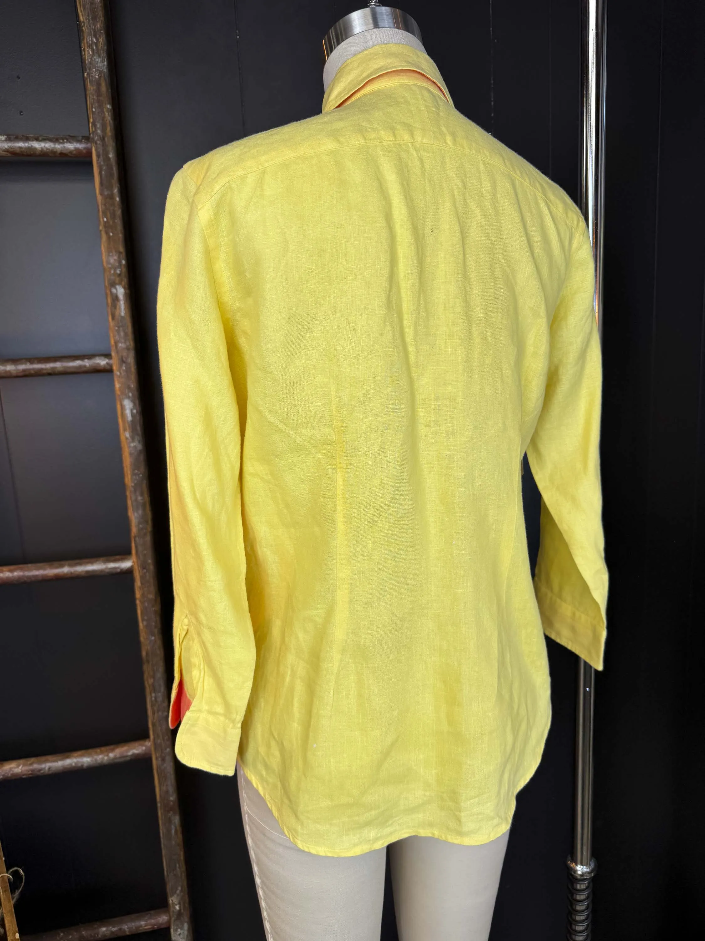 Pre-loved Lauren Ralph Lauren Yellow Linen Button Down Shirt - Size XS