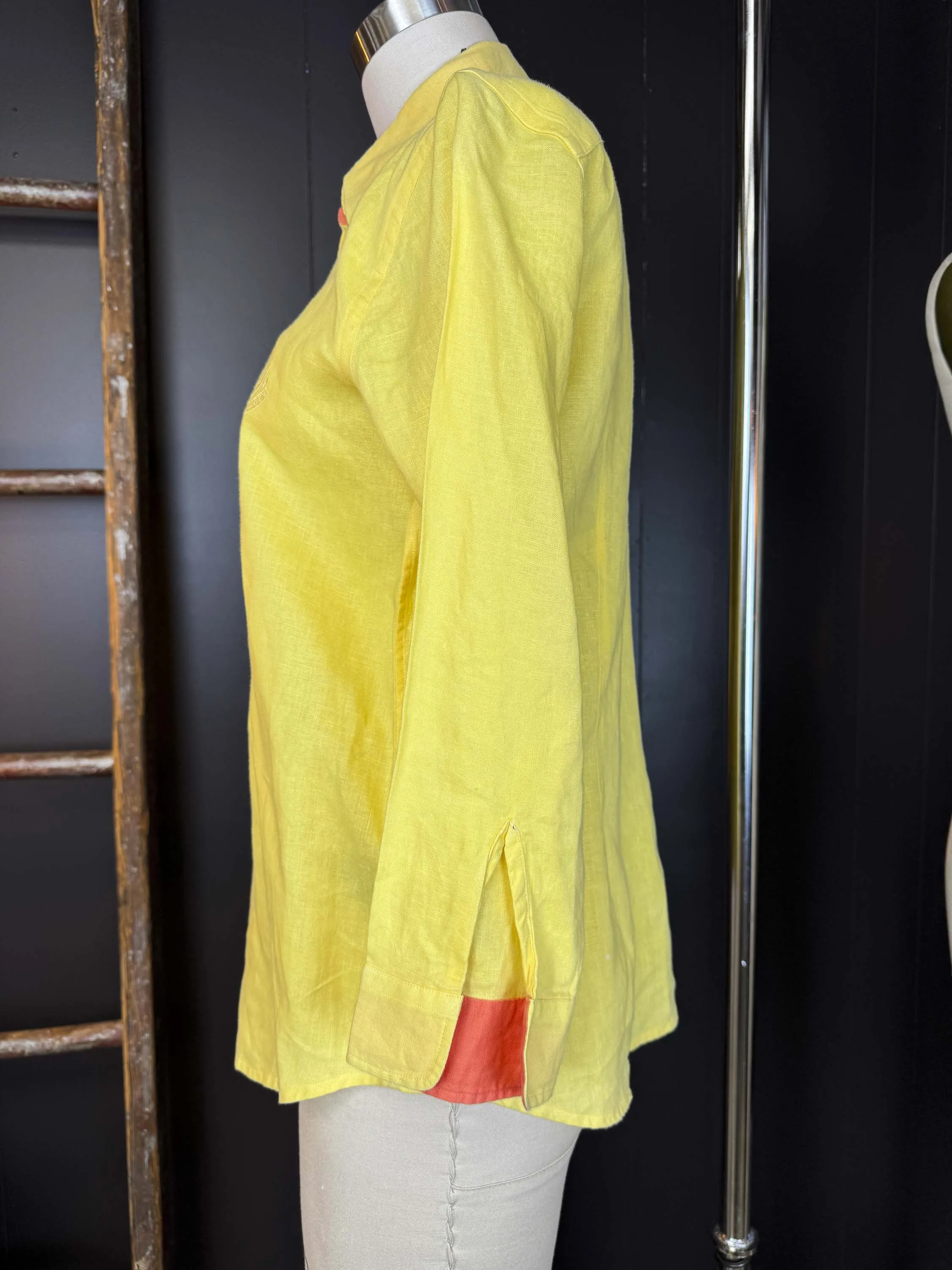 Pre-loved Lauren Ralph Lauren Yellow Linen Button Down Shirt - Size XS