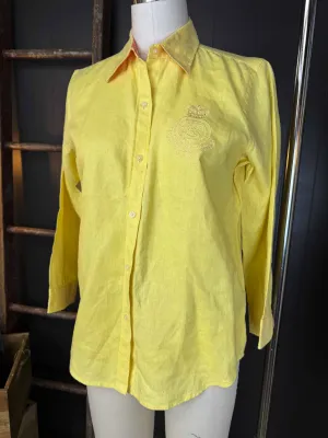 Pre-loved Lauren Ralph Lauren Yellow Linen Button Down Shirt - Size XS