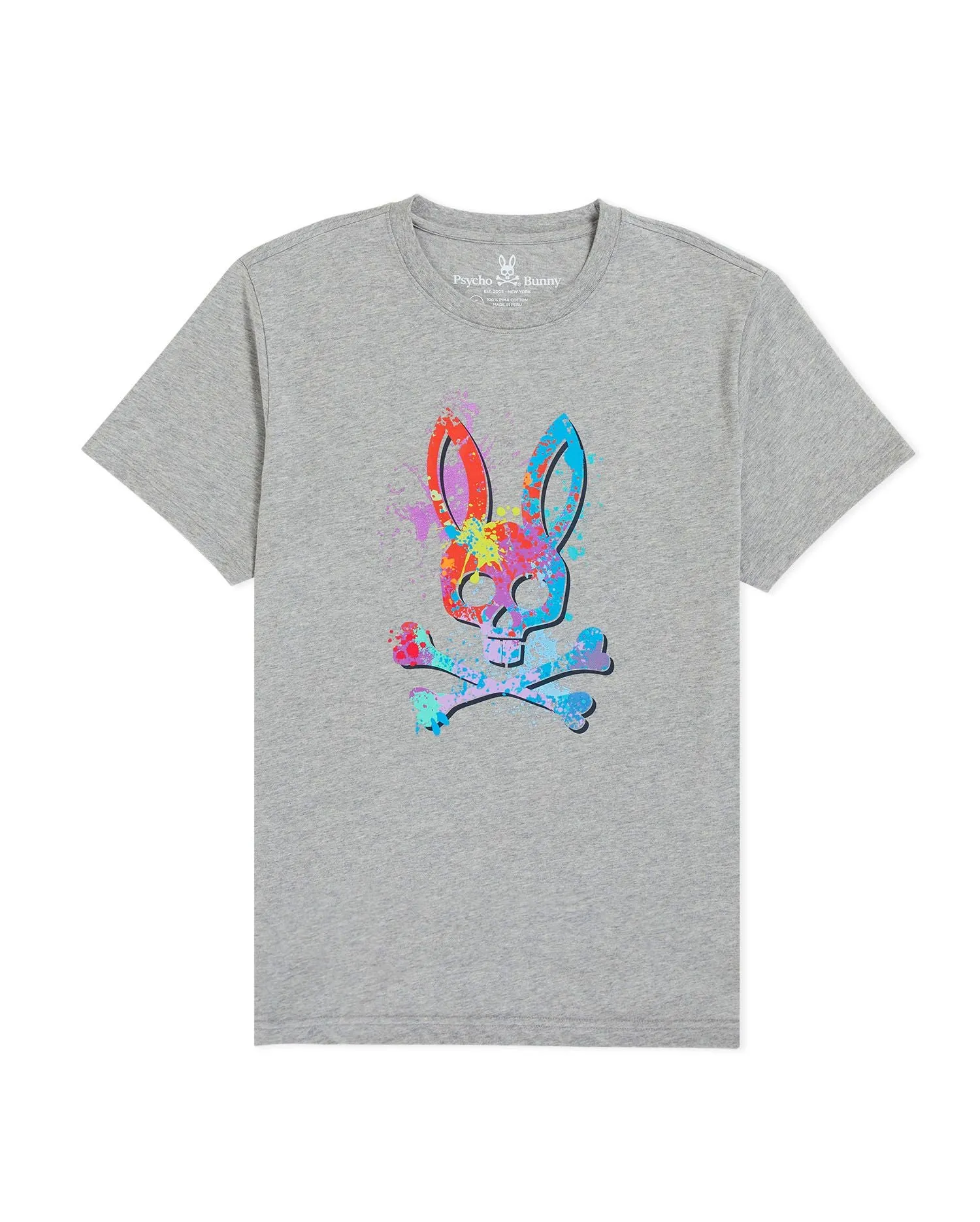 PSYCHO BUNNY MENS PARKER GREY GRAPHIC TEE