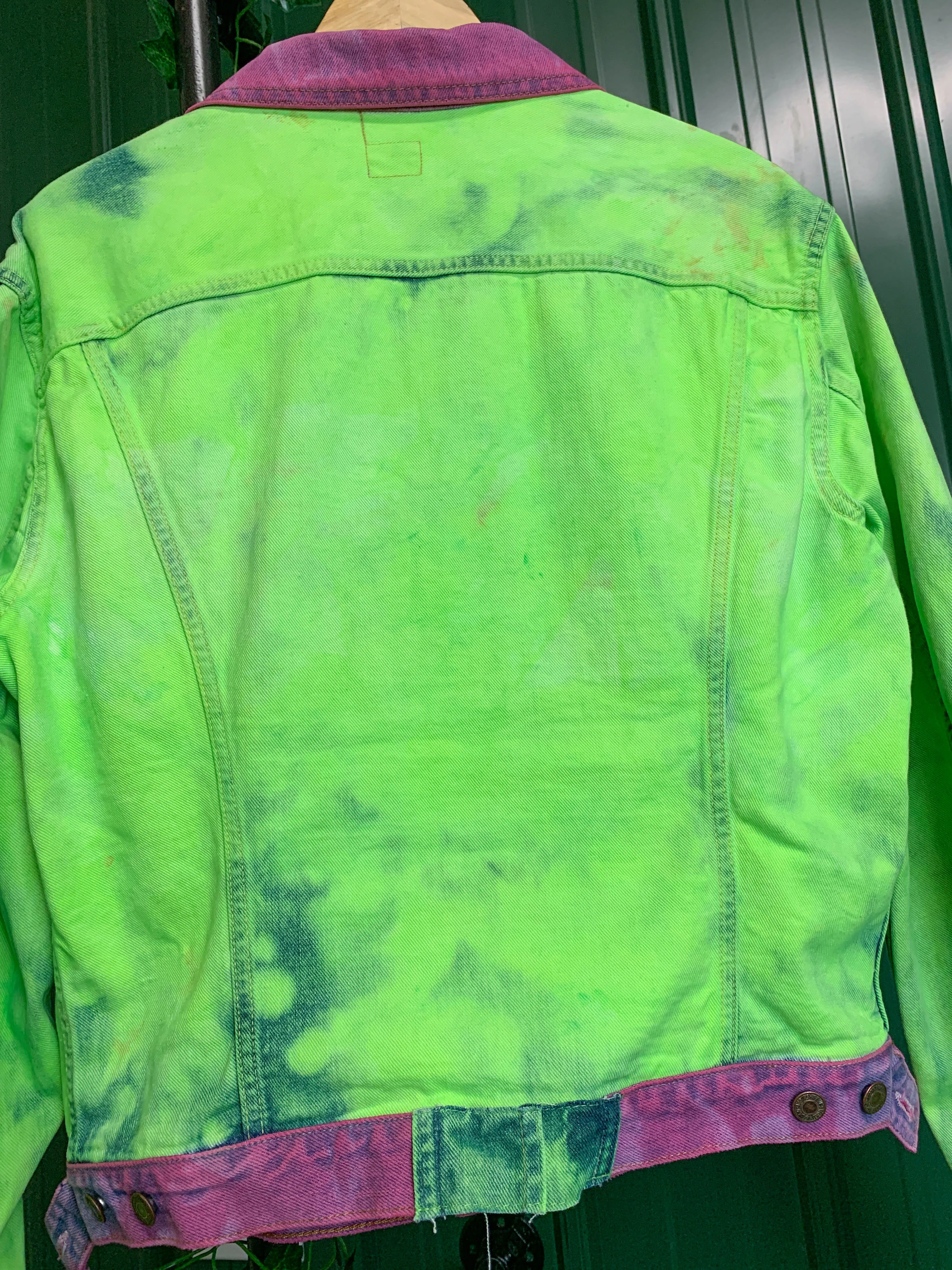 "1 of 1" Neon Acid Denim Jacket (M/L)