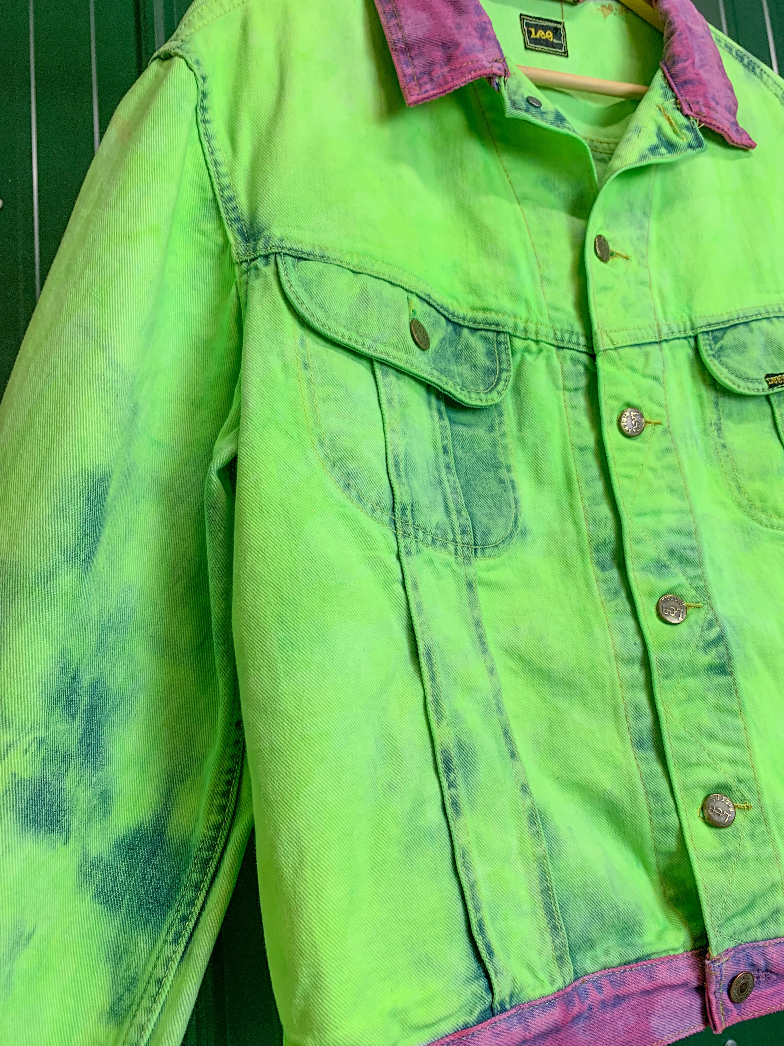 "1 of 1" Neon Acid Denim Jacket (M/L)