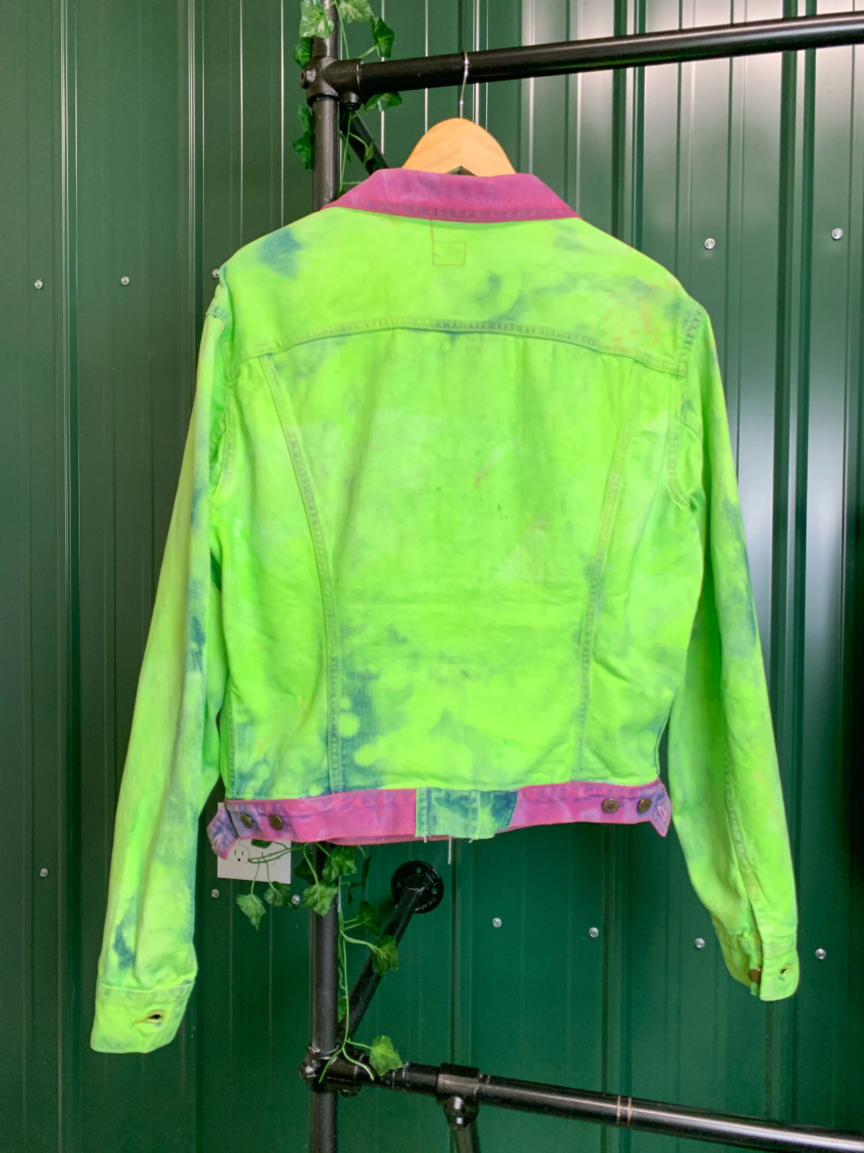 "1 of 1" Neon Acid Denim Jacket (M/L)