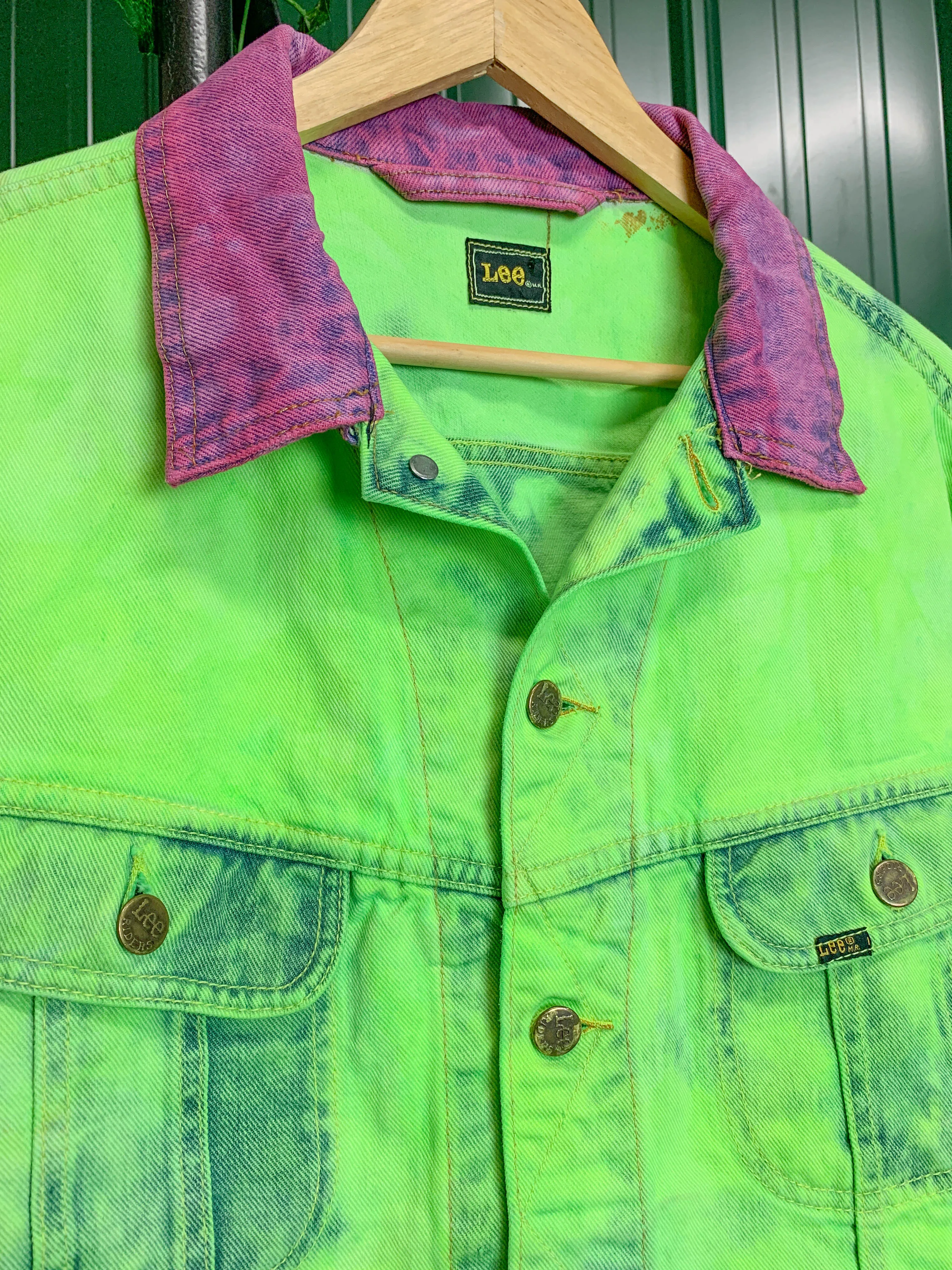 "1 of 1" Neon Acid Denim Jacket (M/L)