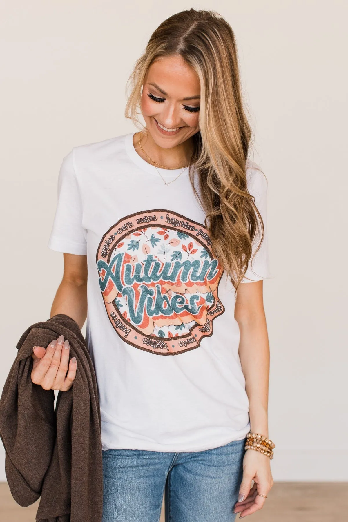 "Autumn Vibes" Graphic Tee- Ivory
