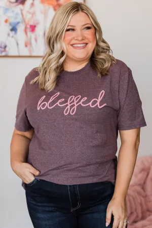"Blessed" Graphic Tee- Dusty Plum