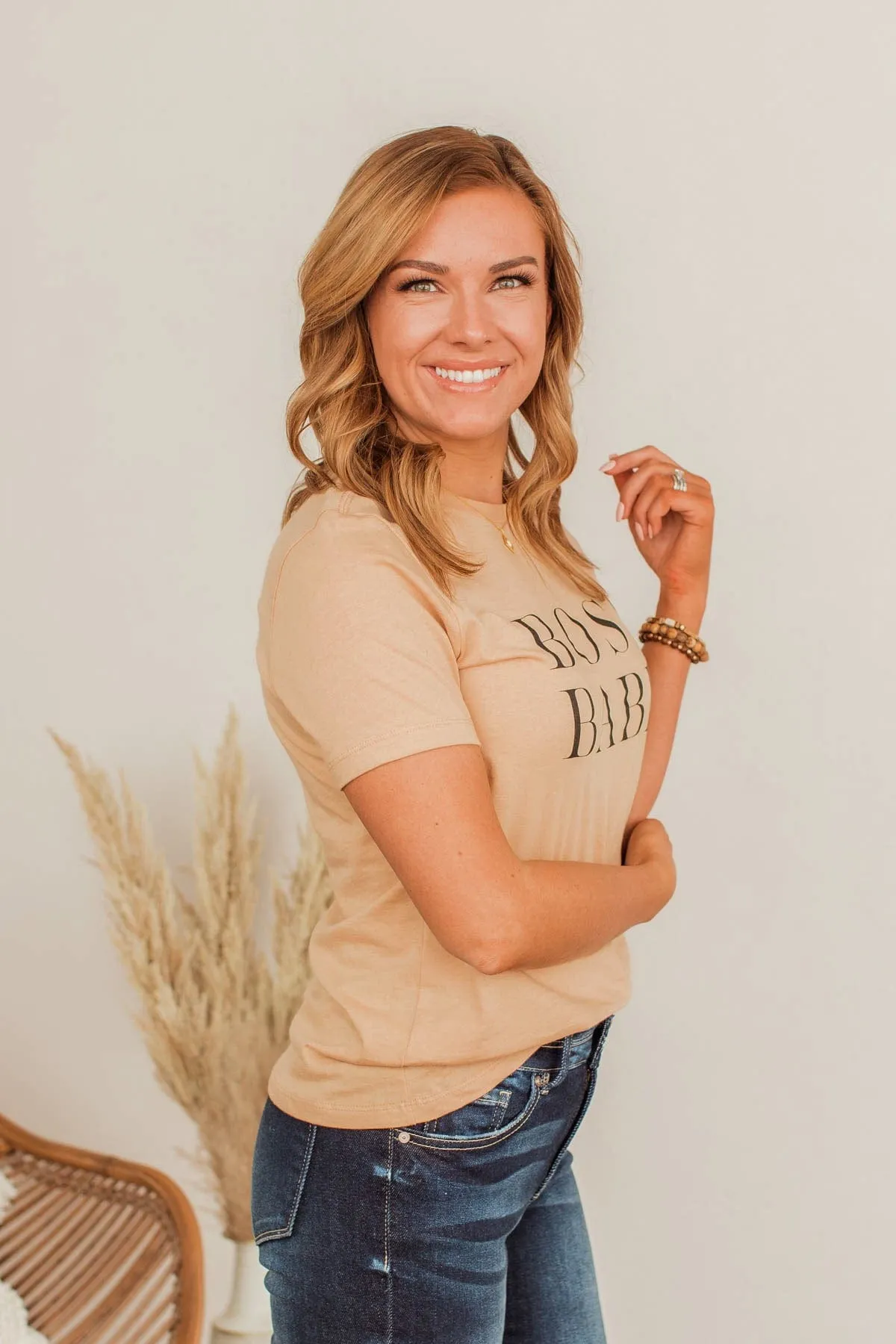 "Boss Babe" Graphic Tee- Sand