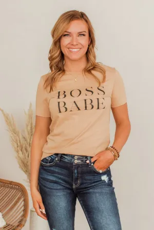 "Boss Babe" Graphic Tee- Sand