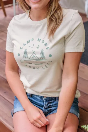 "Camp More, Worry Less" Graphic Tee- Cream