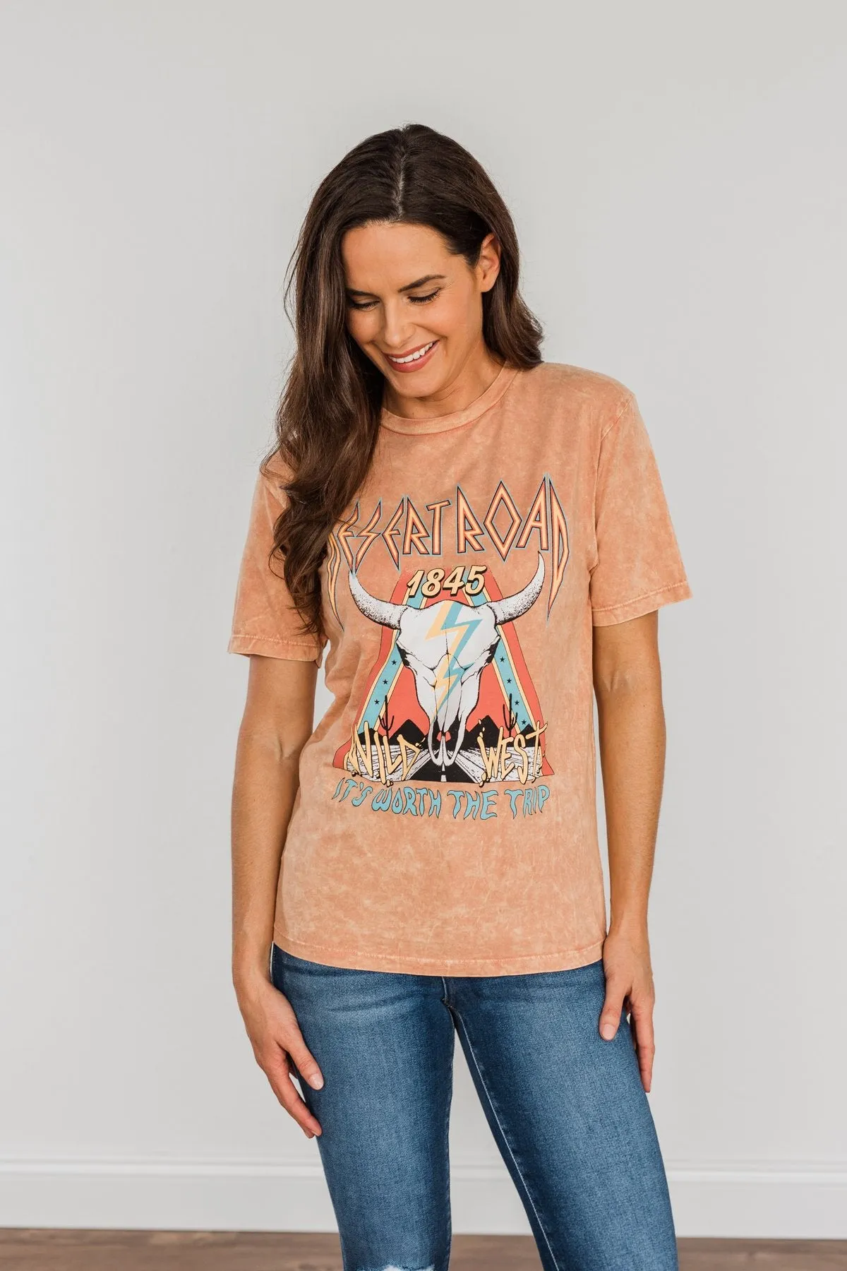 "Desert Road" Colorful Graphic Tee- Dusty Coral