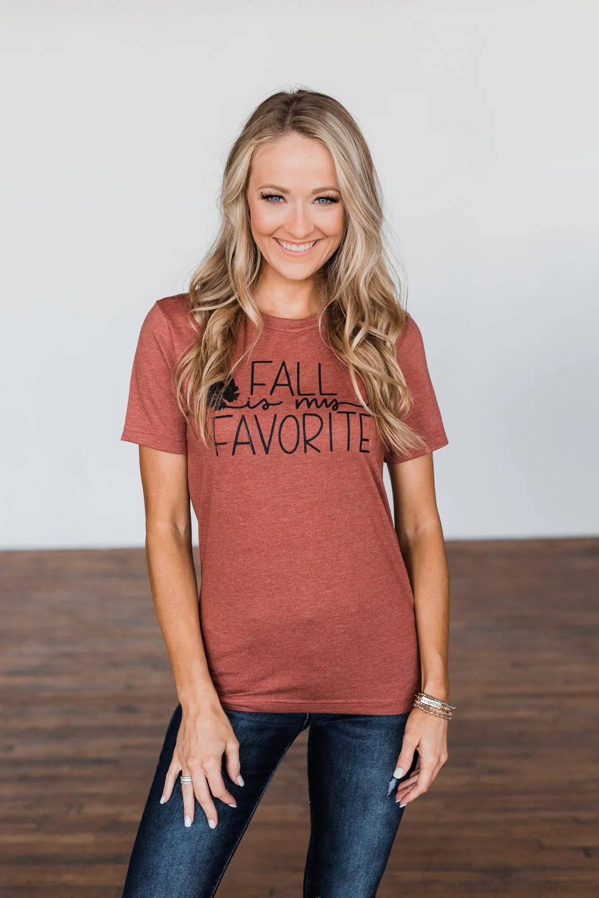 "Fall Is My Favorite" Graphic Tee- Brick