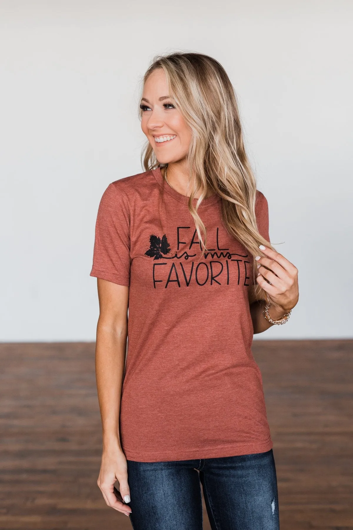 "Fall Is My Favorite" Graphic Tee- Brick
