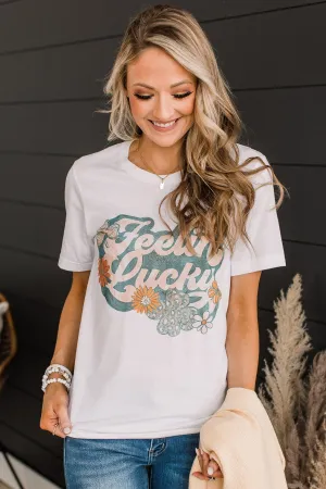 "Feelin' Lucky" Graphic Tee- White