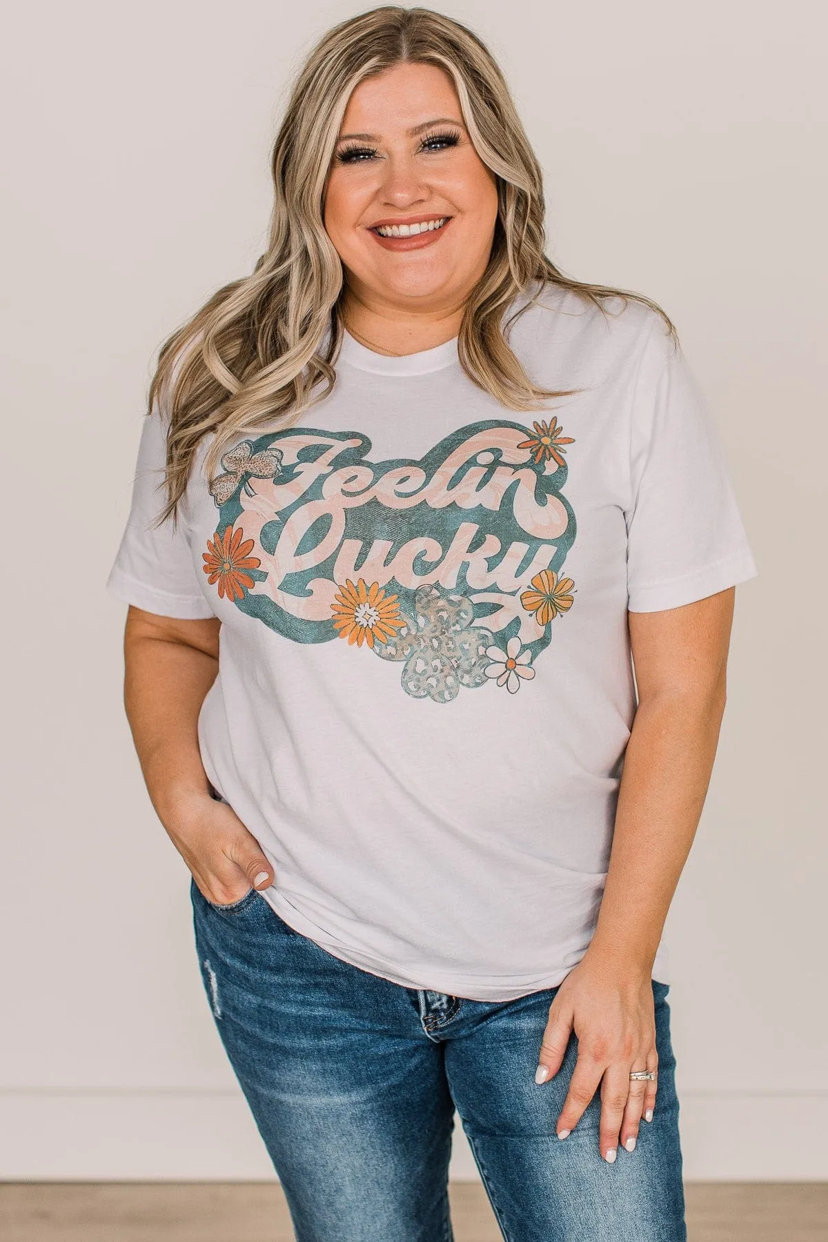 "Feelin' Lucky" Graphic Tee- White