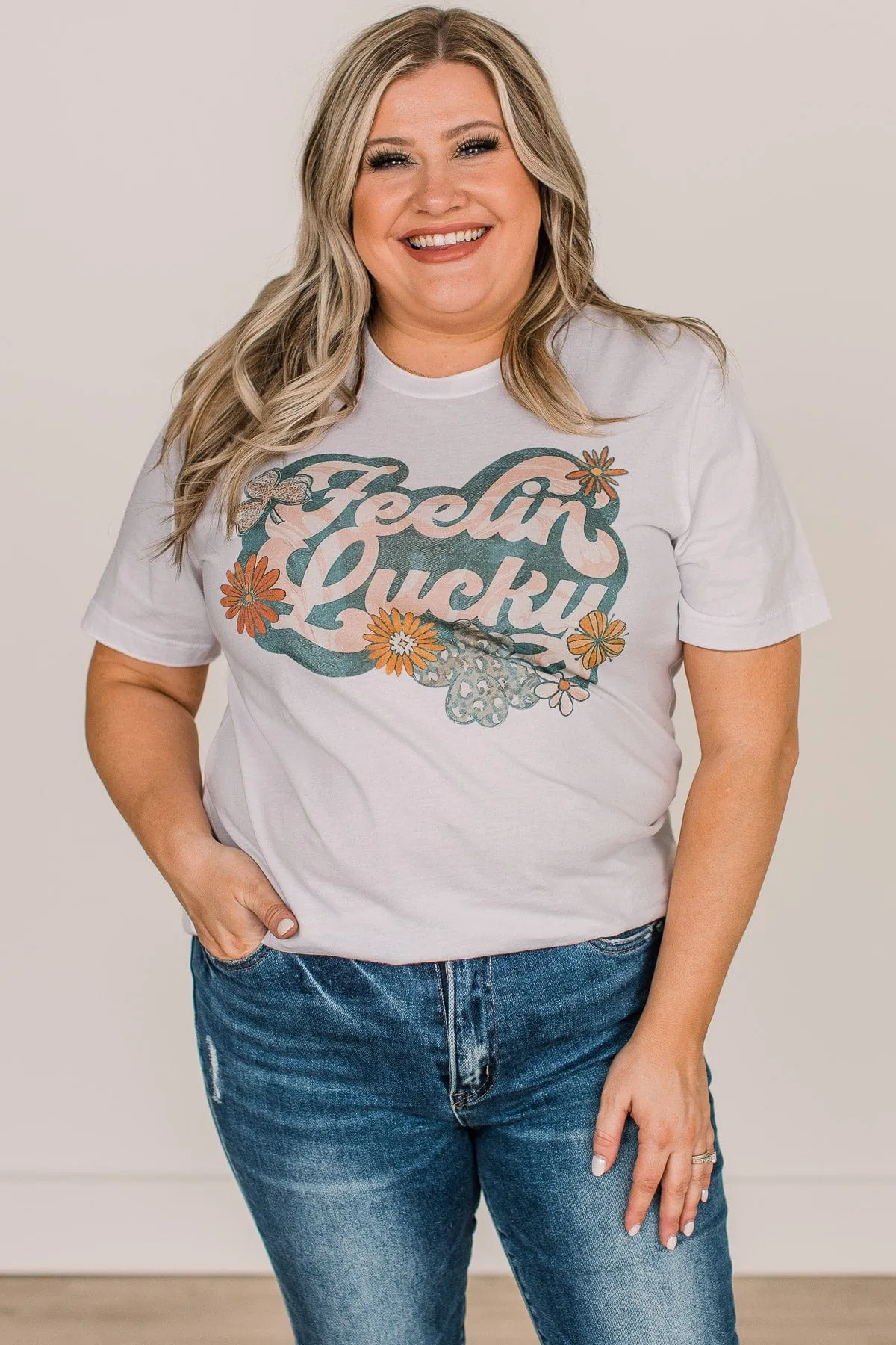 "Feelin' Lucky" Graphic Tee- White