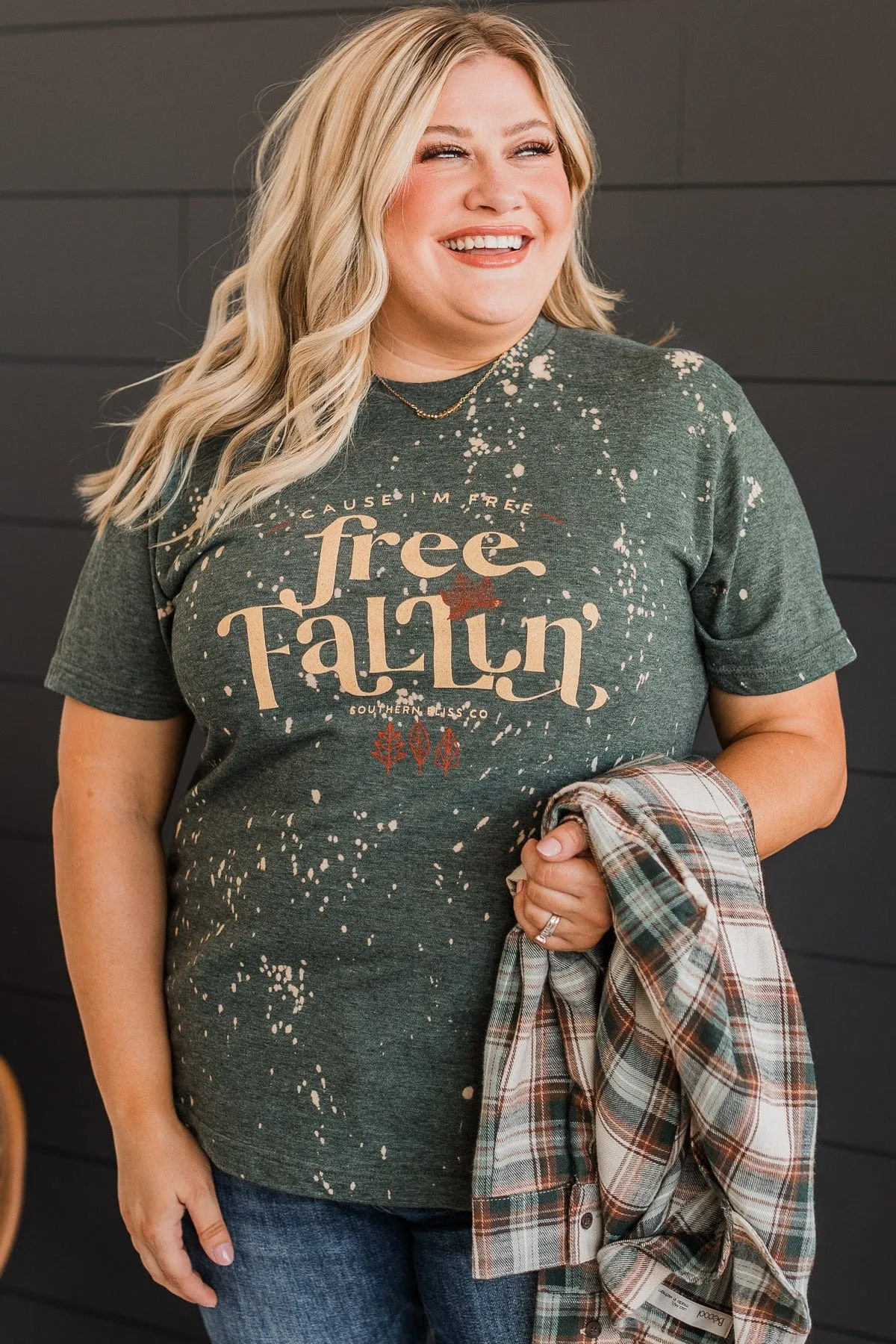 "Free Fallin" Graphic Tee- Forest Green