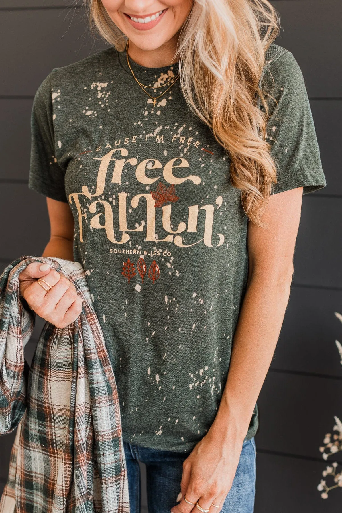 "Free Fallin" Graphic Tee- Forest Green