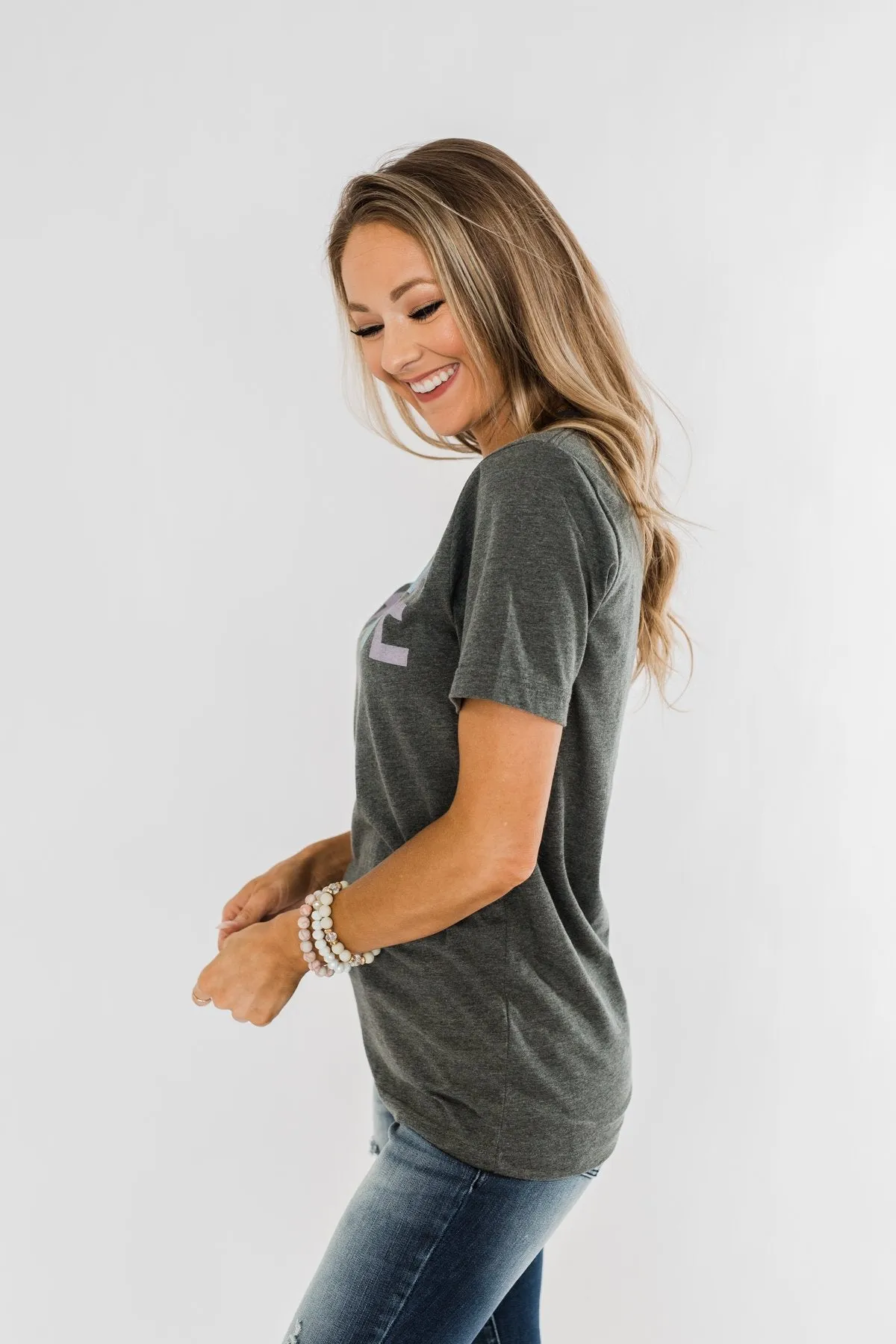 "Grace" Graphic Tee- Charcoal