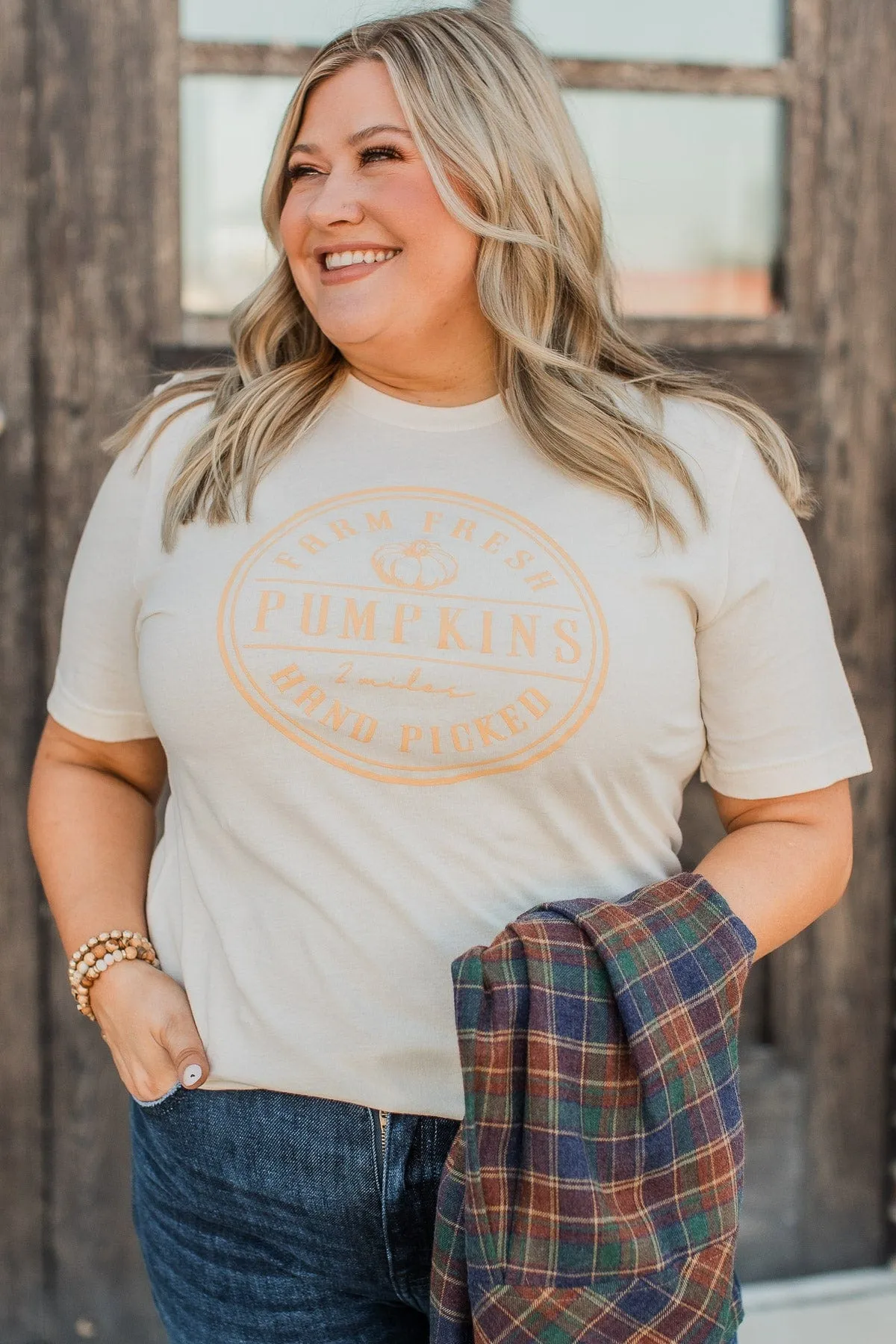 "Hand Picked Pumpkins" Graphic Tee- Cream