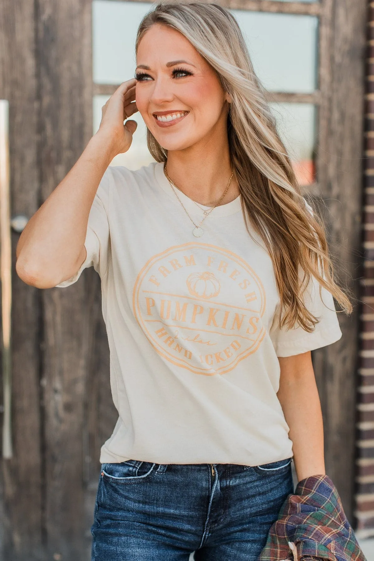 "Hand Picked Pumpkins" Graphic Tee- Cream