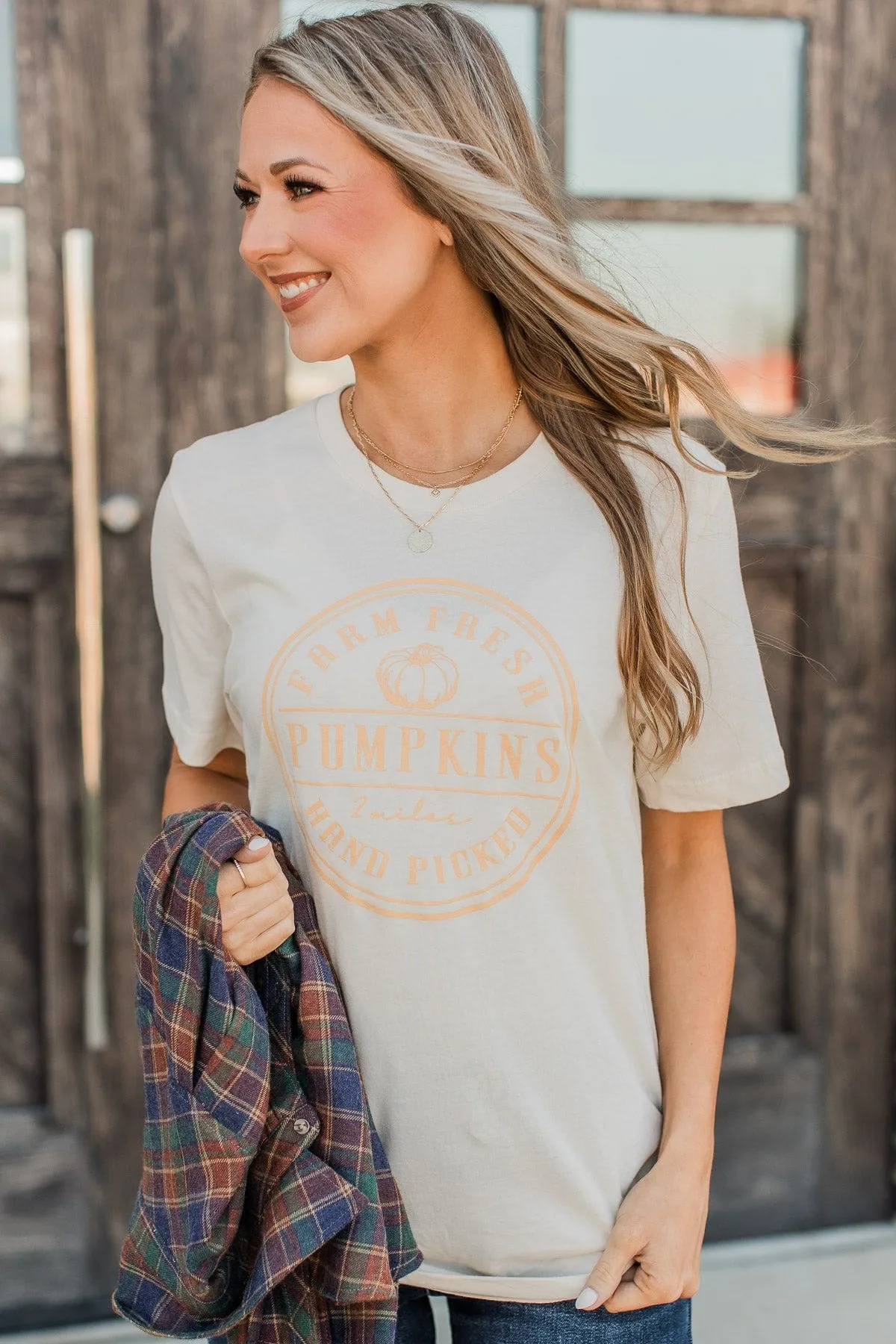 "Hand Picked Pumpkins" Graphic Tee- Cream