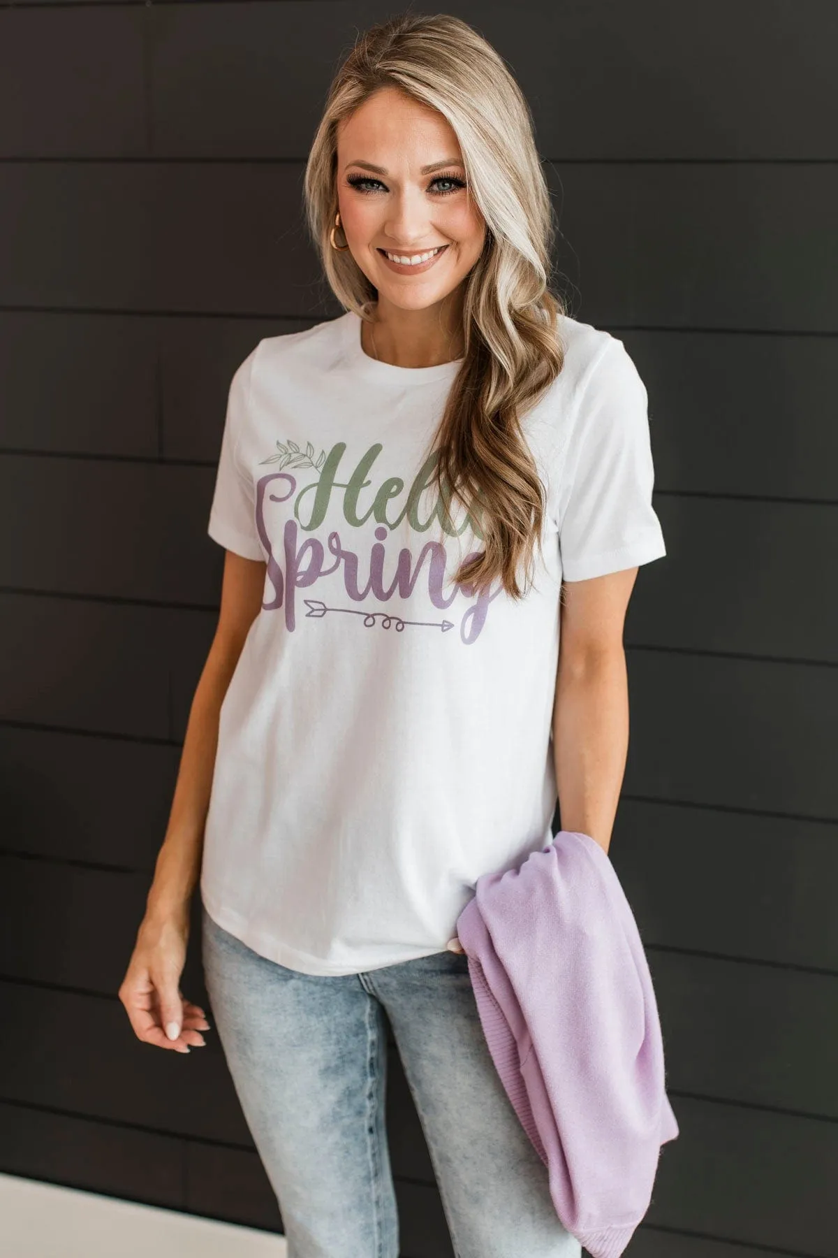 "Hello Spring" Graphic Tee- White