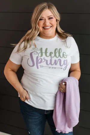 "Hello Spring" Graphic Tee- White